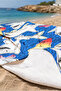 Shark Sea Themed Beach Towel Coverlet - Marine Blue Pool Quick-Dry Microfiber Towel Coverlet - 5