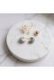 Blue Marble Pattern Gold Steel Earrings Waterproof Modern Women's Earrings - 3