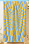 منشفة شاطئ ريترو ويف ذات طابع شمسي - منشفة من الألياف الدقيقة سريعة الجفاف باللونين الأزرق والأصفر الاستوائي الحديث - 6