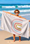 Rainbow Themed Pastel Girl's Beach Towel - Bohemian Pink Blue Quick-Dry Microfiber Towel - 6