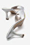 Women's Pointed Toe Thin Heeled Stylish Daily Slippers Sama Silver Satin - 6