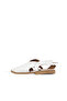 White Leather Women's Flat Sandals - 4
