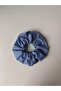 Women's Set of 4 Blue and White Gingham Polka Dot and Floral Patterned Fabric Scrunchies - 4