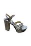 Women's Thick Platform Heel Glittery Stone Evening Dress Summer Shoes