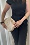 Women's Cream Satin Bohça Bag - Long Strap Daily and Evening Dress Bag - 2
