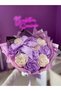 11-Piece Lilac White Satin Rose Bouquet with Ribbon, Non-Fading Flower, Gift Bouquet for Lover & Mother - 8