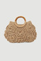 Floral Detailed Straw Bag with Wooden Accessories - Beige - 2