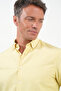 Yellow Buttoned Collar Long Sleeve Slim Fit Cotton Shirt 1004260235 - 4