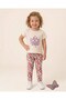 Girl's Summer Tights and Printed T-Shirt Set for Ages 2-3-4-5-6-7-8-9, 2-Piece Set - 2