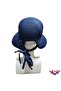 Women's Sun-Protective Straw Beach Hat with Adjustable Velcro Bow Detail on the Back and Stripes - 2