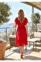 Women's Ruffle Collar Chiffon Dress - 2