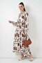 Women's Authentic Patterned Viscose Tan Hijab Dress - 3