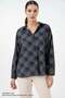 Women's Oversize Patterned Viscose Navy Blue Shirt