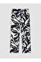 Navy Blue Elastic Waist Patterned Women's Trousers - 5