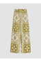 Green Patterned Women's Trousers with Elastic Waist - 6
