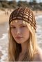 Knitted Bohemian Tura Detailed Brown Mesh Bandana, Hat, Hair Accessory