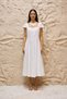 White Square Neck Short Sleeve Flowy Linen Dress - 2