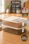2-Piece Sliding Lid Storage Container - Kitchen Organizer Flour Sugar Cereals Box Food Container 5Lt Beige