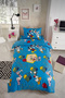 Children's Duvet Cover Set Single Size with Elastic Sheet Natural Healthy Cotton Ranforce Blue with Balloons