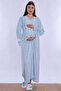 Cotton Maternity Nightgown and Dressing Gown Set with Nursing Features Effortt - Blue - 2