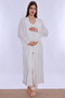 Cotton Pajama Set for Pregnant and Postpartum Women with Adjustable Waist Elastic Effortt - Ecru - 2