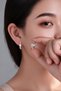 Silver Color Stone Hoop Earrings Shiny Zircon Stone Women's Earrings