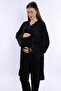 Maternity Pajama Set with Nursing Features and Robe Effortt - Black - 8