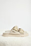 Women's Beige Comfortable Double-Strapped Buckle Detailed Slippers - 2