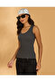 Women Charcoal Ribbed Vest