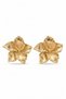 Elegant Brass Women's Earrings with Yellow Flower Motif
