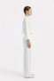 Women's White Lycra Polyviscon Fabric Snap Detailed Shirt Collar Crop Top and Wide Leg Pants - 2