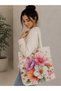 40X40 cm Digital Printed Suede Fabric Women's Shoulder Bag - Multi-Colored - Patterned Daily and Beach Bag - 5