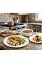 20 Pcs Opal ware Dinnerware Set 4 x Dinner plate 4 x Dessert plate 4 x Bowl 4 x Cup 4 x Saucer Serving for 4 People bpa free microwave dishwasher safe (Waven Round) - 5