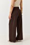 Women's gold buckle loose modal trousers brown - 4