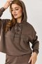 Women's hooded lace-up modal fabric tracksuit set brown - 3