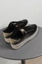 Gold detailed orthopedic sole sports shoes black - 4
