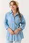 Women's Belted Comfortable Cut Shirt Blue - 2