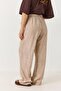 Women's Patterned Elastic Waist Loose Cut Pantalon Mink - 5