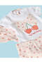 Infant Girls White And Pink Printed 3 Piece Set - 6