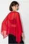 Women's Red Boat Neck Bat Sleeve Transparent Chiffon Blouse Db261015 60286363 - 5