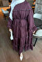 Plum Balloon Sleeve Waist Tie Dress - 4