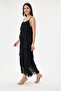 Black Italian Layered Adjustable Strap Lined Long Silk Dress 38 - 44 Size - 3
