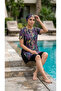 2260_Women's 4-Piece Set Semi-Closed Bonnet Bustier Sea/Pool Hijab Swimsuit - 4