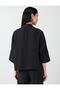 Black Shirt Collar Three-Quarter Sleeve Modal Woven Blouse - 5