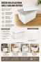 3-Piece Decorative Storage Box - Bathroom Kitchen Organizer with Lid, In-Cabinet Organizer 40Lt White - 3