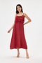 Burgundy Italian 100% Linen Dress with Tassel Collar and Adjustable Straps, Size 38 - 44 - 2