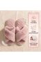 Women's Fuzzy Slippers Faux Fur Criss Cross (Blush Pink, Large/Extra Large) - 3