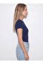 Crew Neck Knitted Slim Fit T-Shirt Navy Blue - C530 - 4