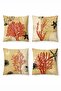 Red Sea Plant Patterned 4-Piece Throw Pillow Cover Set - 3
