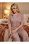 New Season Women's Dusty Rose Summer V-Neck Special Design Short Sleeve Plus Size (Oversize) Pajama Set - 2